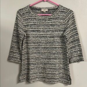 LOFT Gray and White Long Sleeve Tee